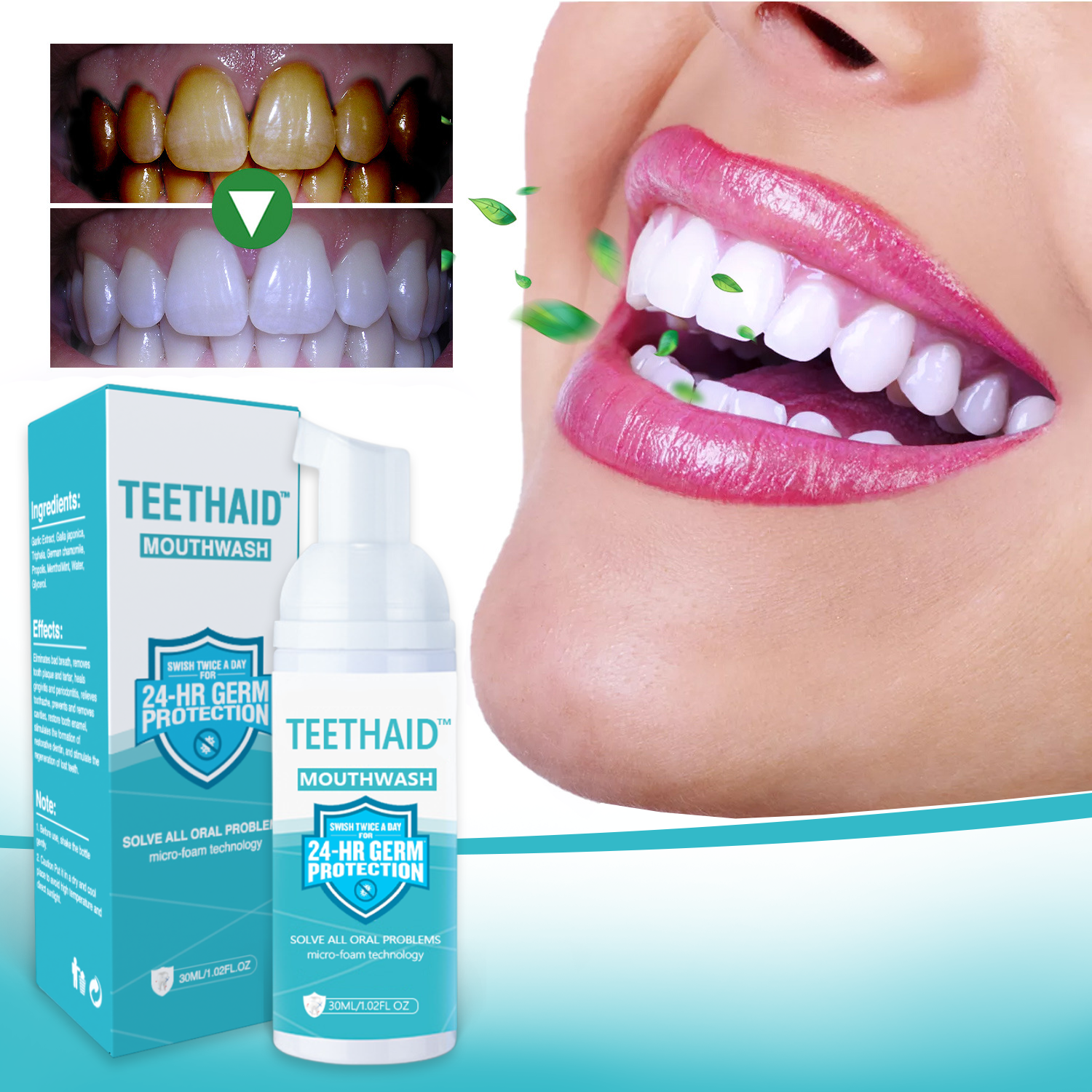 Teeth Whitening Mousse | Herbal Mouth Repair Mousse | Deep Cleansing